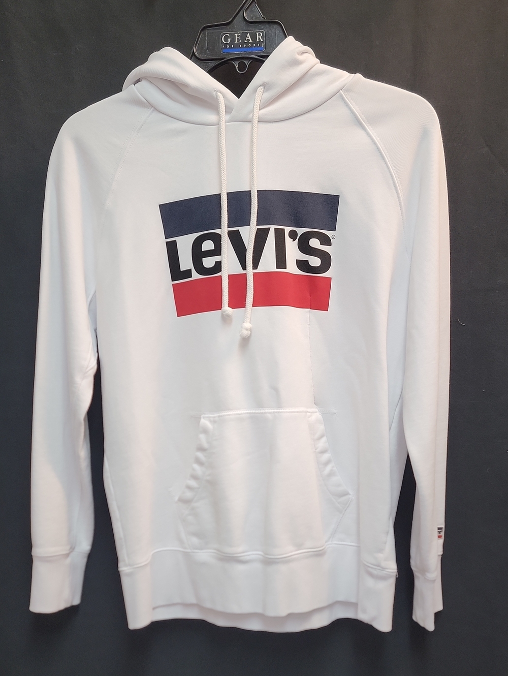Levi's White Hoodie with Red & Navy Logo
